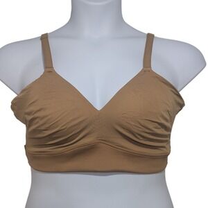 Harper Wilde Bliss Bralette Womens 2XL Tan Nude Excellent Wireless V-Neck Bra